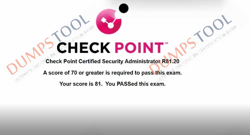Verified passing score report for the Checkpoint 156-215.81 exam 1