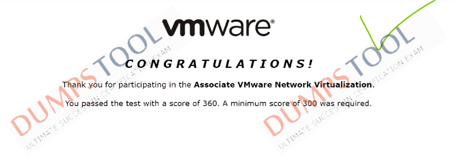 Verified passing score report for the VMware 1v0-41.20 exam 1