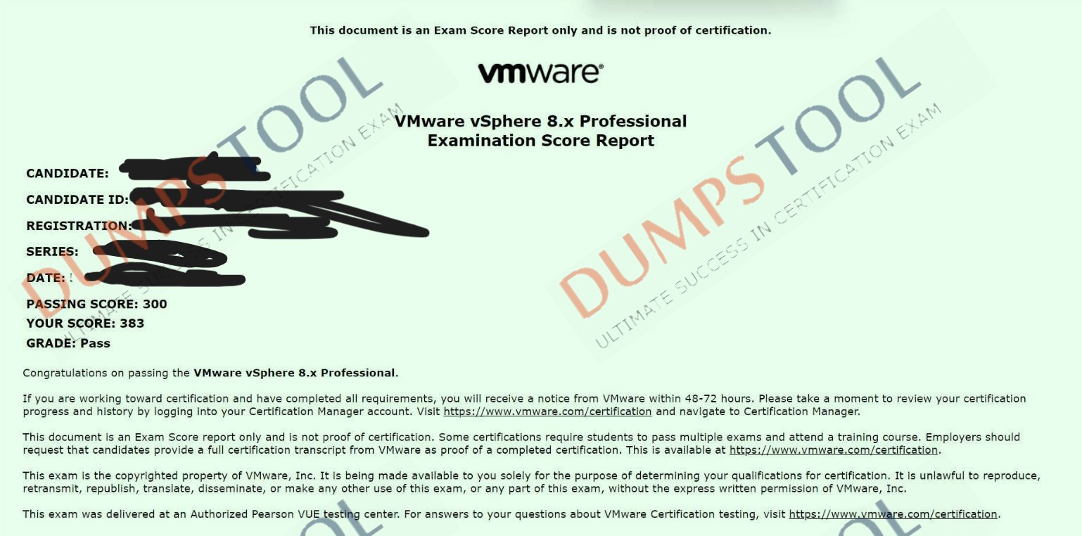 Verified passing score report for the VMware 2V0-21.23 exam 2