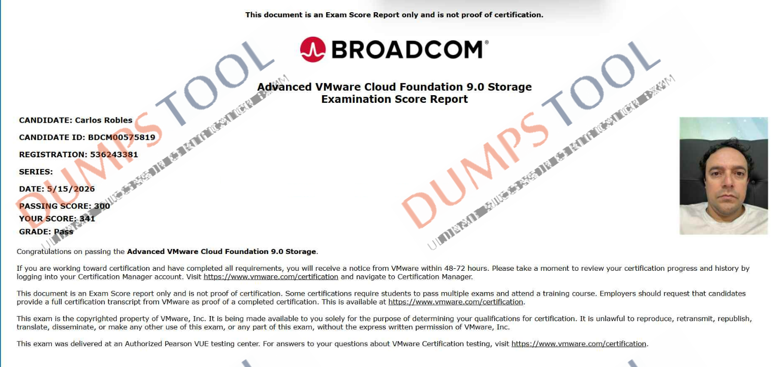Verified passing score report for the Cisco 700-501 exam 1