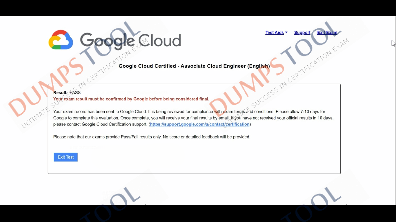 Verified passing score report for the Google Associate-Cloud-Engineer exam 2