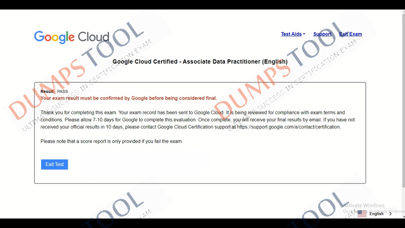 Verified passing score report for the Google Associate-Data-Practitioner exam 1