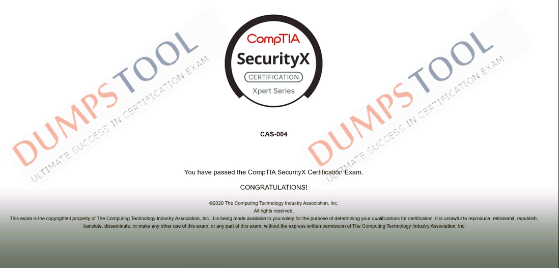 Verified passing score report for the CompTIA CAS-004 exam 3