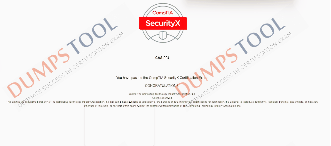 Verified passing score report for the CompTIA CAS-004 exam 2