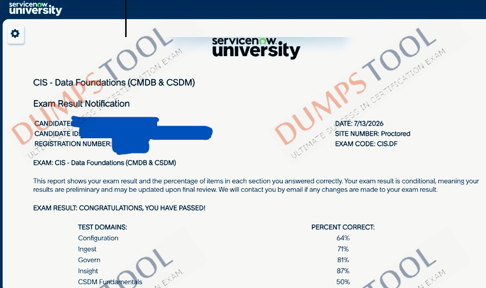 Verified passing score report for the ServiceNow CIS-DF exam 2