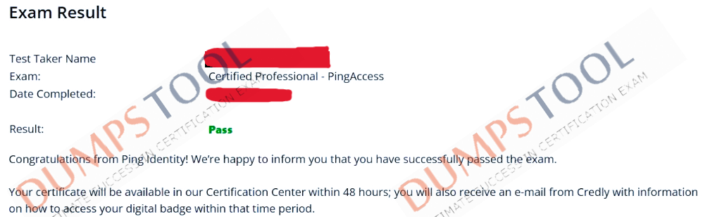 Verified passing score report for the Ping Identity PAP-001 exam 1