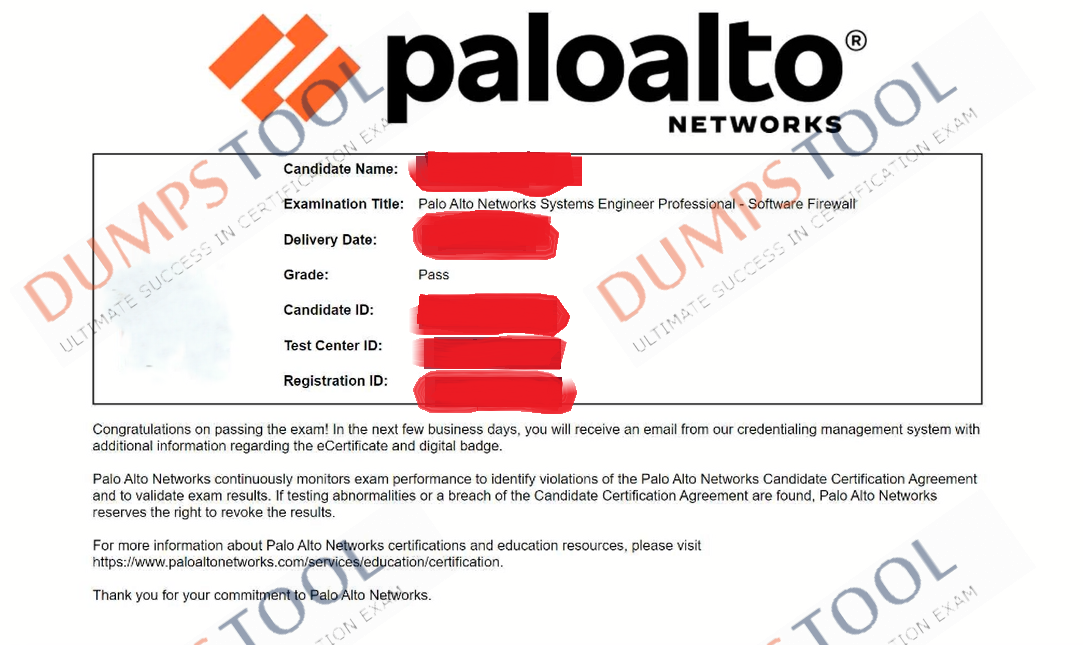 Verified passing score report for the Paloalto Networks PSE-SWFW-Pro-24 exam 1