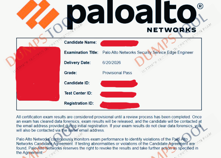 Verified passing score report for the Paloalto Networks SSE-Engineer exam 3